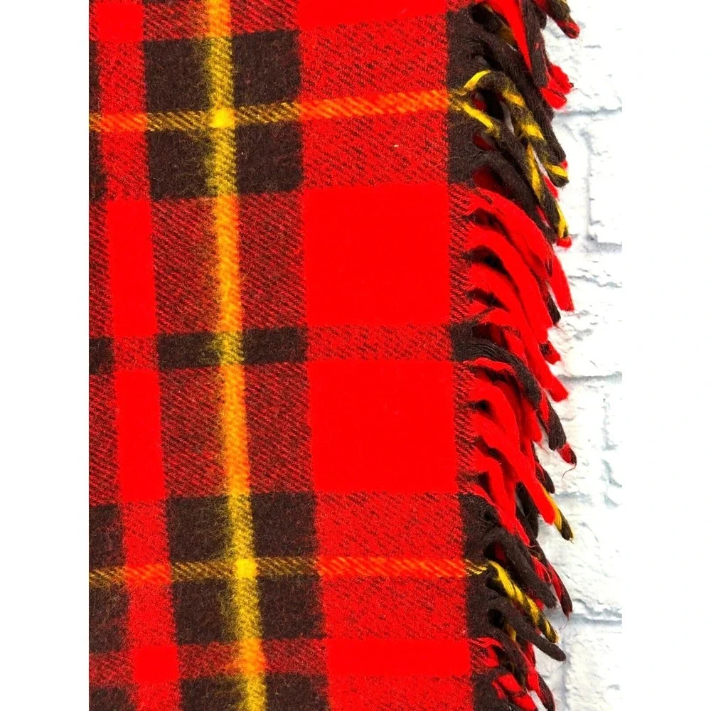 Faribo‎ Red Tartan Plaid Stadium Blanket Faribault Woolen Mill USA 44x51